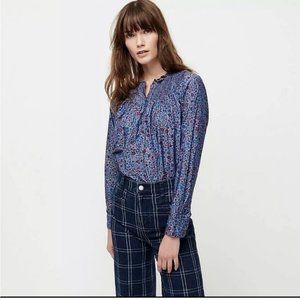 J Crew Oversized Liberty London Columbo Chambray Popover Top Shirt XS
